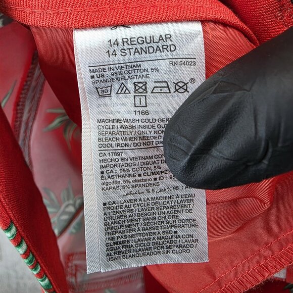Old Navy Pixie Pants Womens 14 Red Floral Mid-Rise Ankle Length Stretch Tropical - Picture 13 of 14